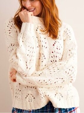 🌼AERIE🌼 Cream Pointelle Open-Knit Sweater, Size S